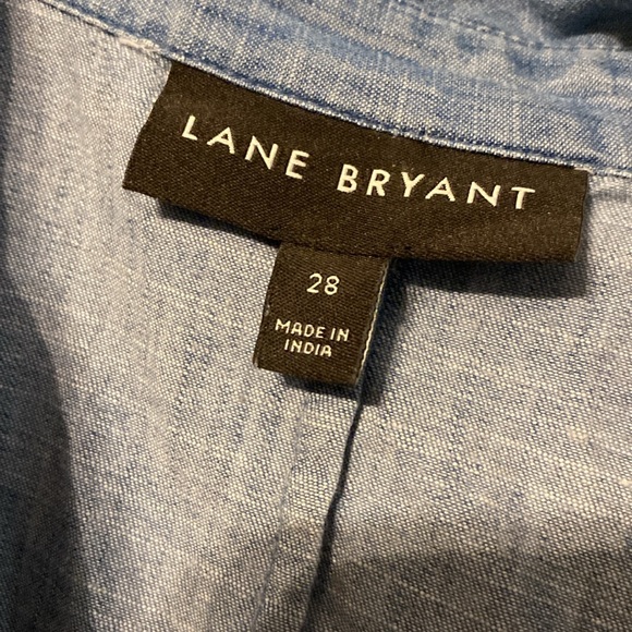 Lane Bryant Denim Tie Waist Blouse Sz 28 - Picture 4 of 4